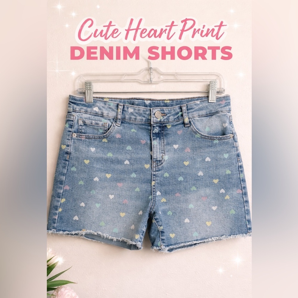 Cat & Jack Blue Heart Print Jean Shorts